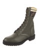 Fendi Zucca FF Logo Leather Trim Embellishment Combat Boots