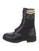Fendi Zucca FF Logo Leather Combat Boots