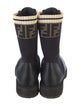 Fendi Zucca FF Logo Leather Combat Boots