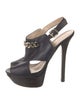 Fendi Leather Chain-Link Accents Slingback Sandals