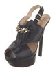 Fendi Leather Chain-Link Accents Slingback Sandals