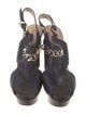 Fendi Leather Chain-Link Accents Slingback Sandals
