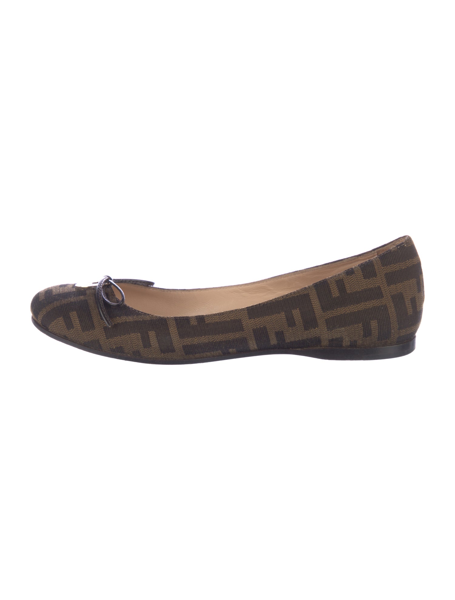 Fendi Zucca FF Logo Canvas Ballet Flats