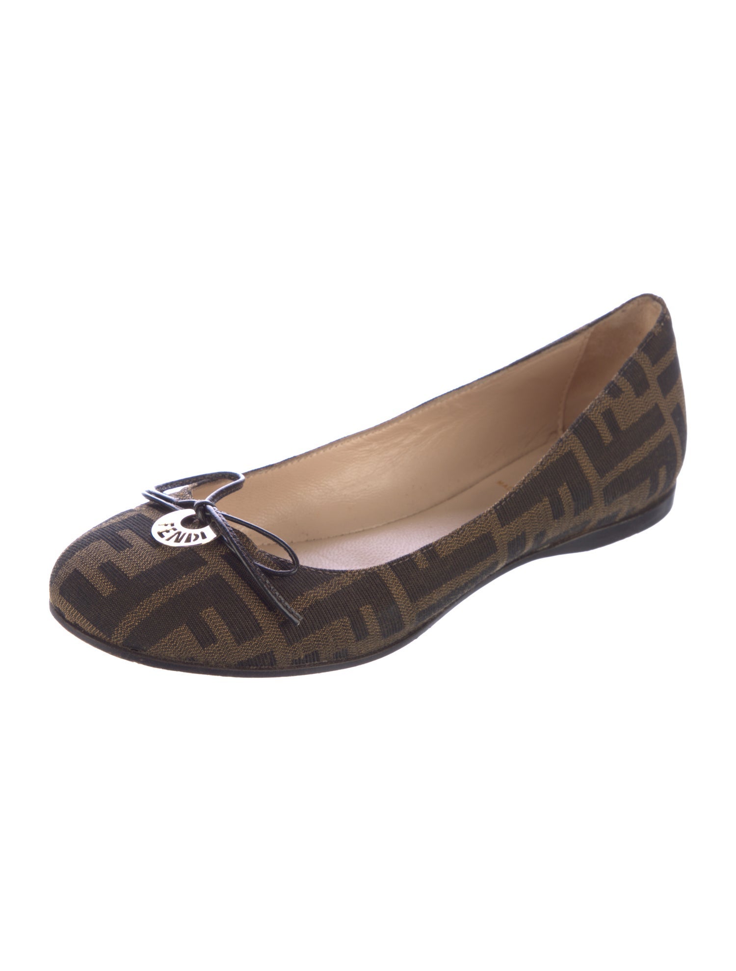 Fendi Zucca FF Logo Canvas Ballet Flats
