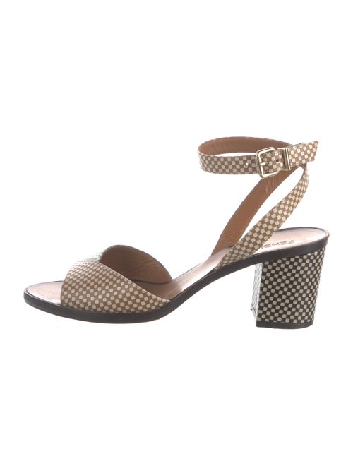 Fendi Leather Plaid Print Sandals