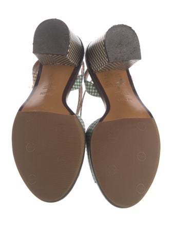 Fendi Leather Plaid Print Sandals