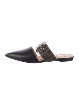 Fendi Zucca FF Logo Leather Mules