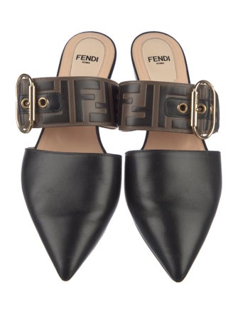 Fendi Zucca FF Logo Leather Mules