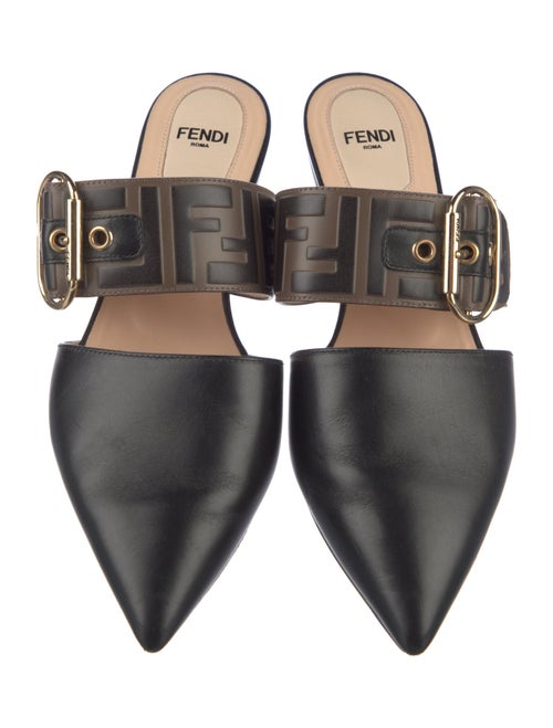 Fendi Zucca FF Logo Leather Mules