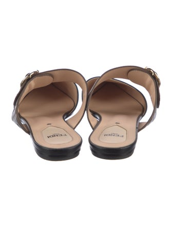 Fendi Zucca FF Logo Leather Mules