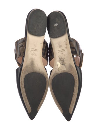 Fendi Zucca FF Logo Leather Mules