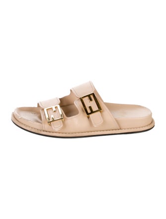 Fendi Zucca FF Logo Leather Slides