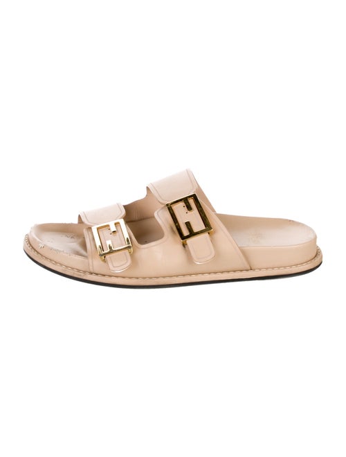 Fendi Zucca FF Logo Leather Slides
