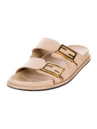 Fendi Zucca FF Logo Leather Slides