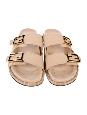 Fendi Zucca FF Logo Leather Slides