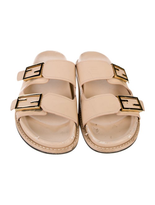 Fendi Zucca FF Logo Leather Slides