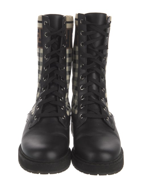 Fendi Zucca FF Logo Leather Combat Boots