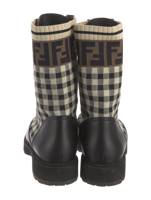 Fendi Zucca FF Logo Leather Combat Boots