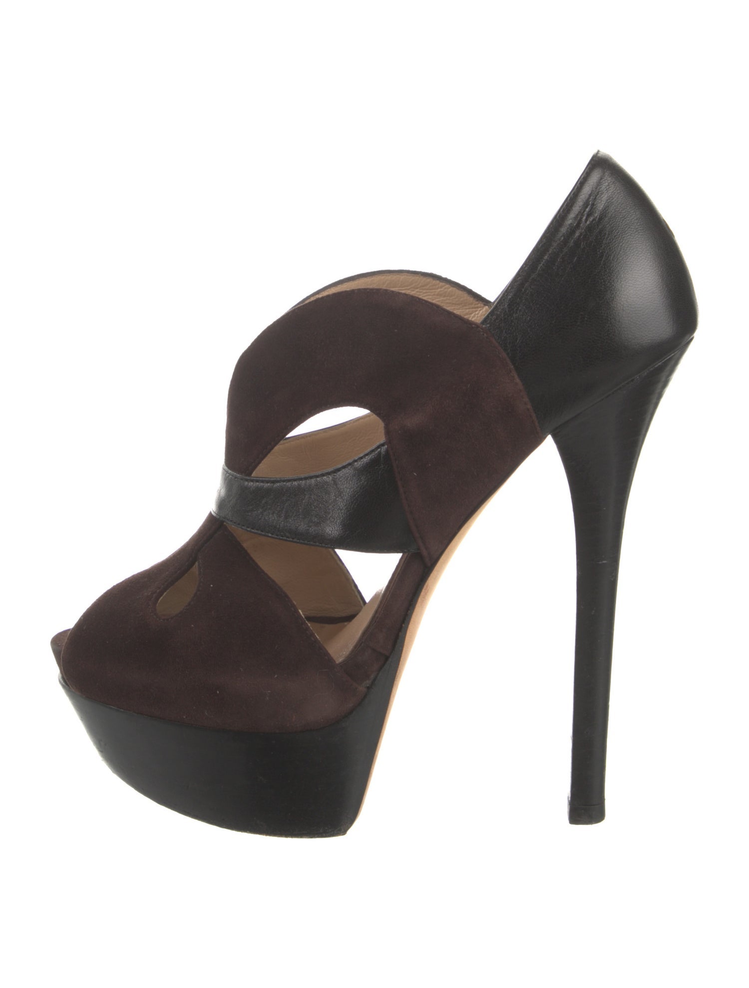 Fendi Suede Colorblock Pattern Pumps