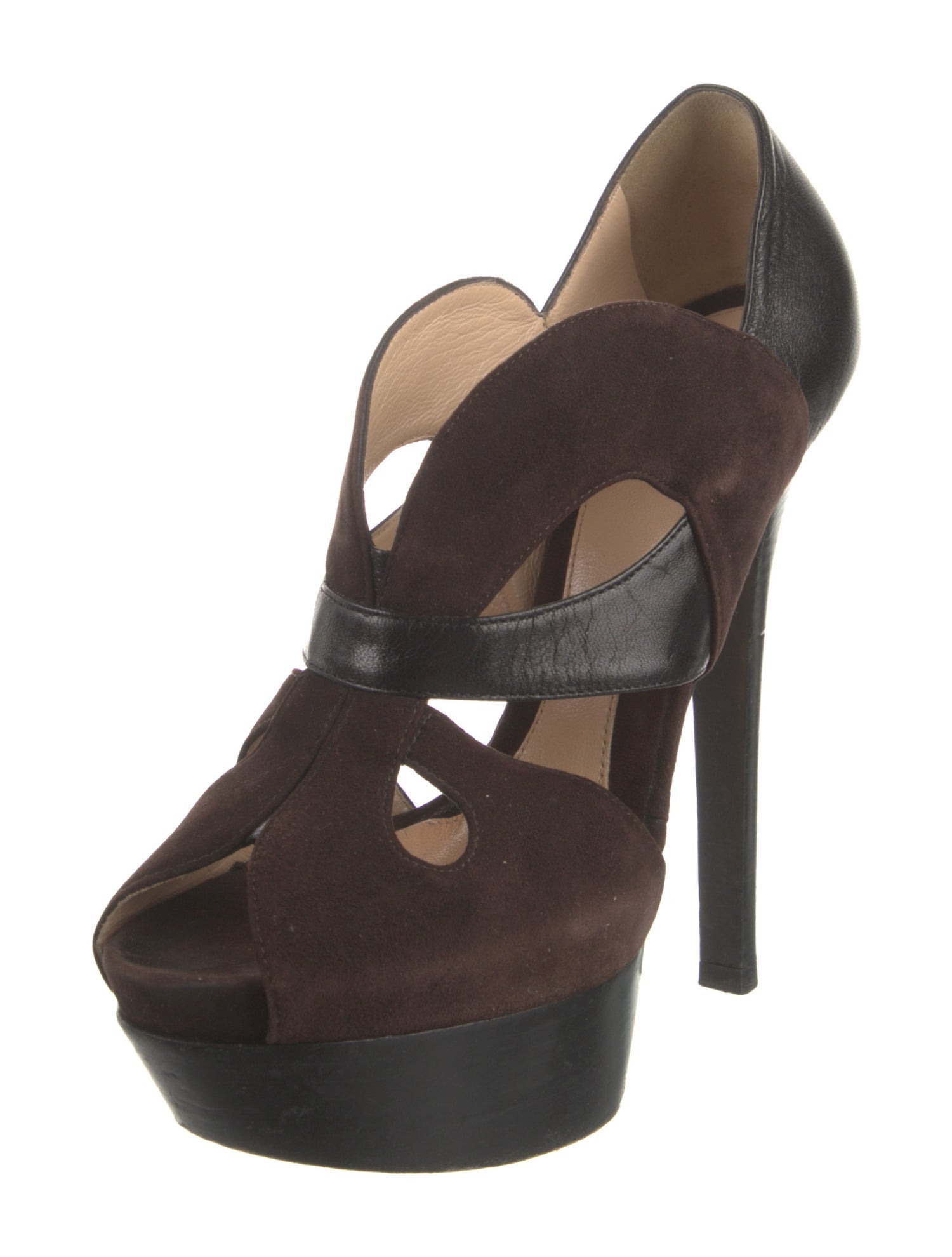 Fendi Suede Colorblock Pattern Pumps