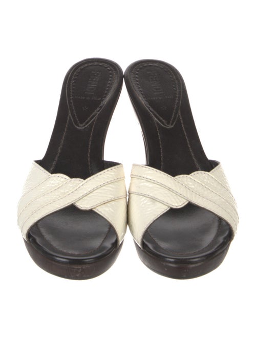 Fendi Leather Colorblock Pattern Slides