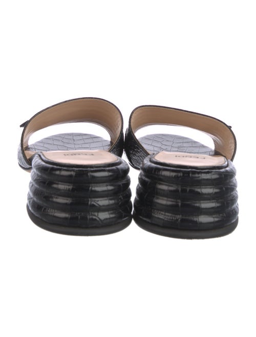 Fendi Zucca FF Logo Leather Slides