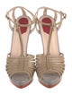 Fendi Zucca FF Logo Leather T-Strap Sandals