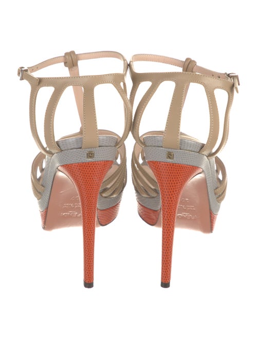 Fendi Zucca FF Logo Leather T-Strap Sandals