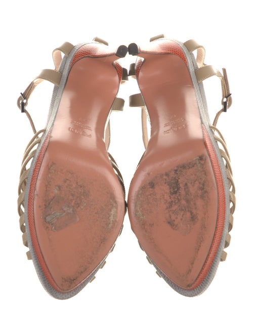 Fendi Zucca FF Logo Leather T-Strap Sandals