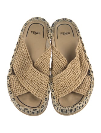 Fendi Zucca FF Logo Raffia Espadrilles