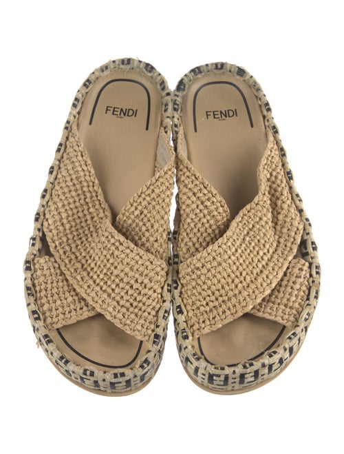 Fendi Zucca FF Logo Raffia Espadrilles