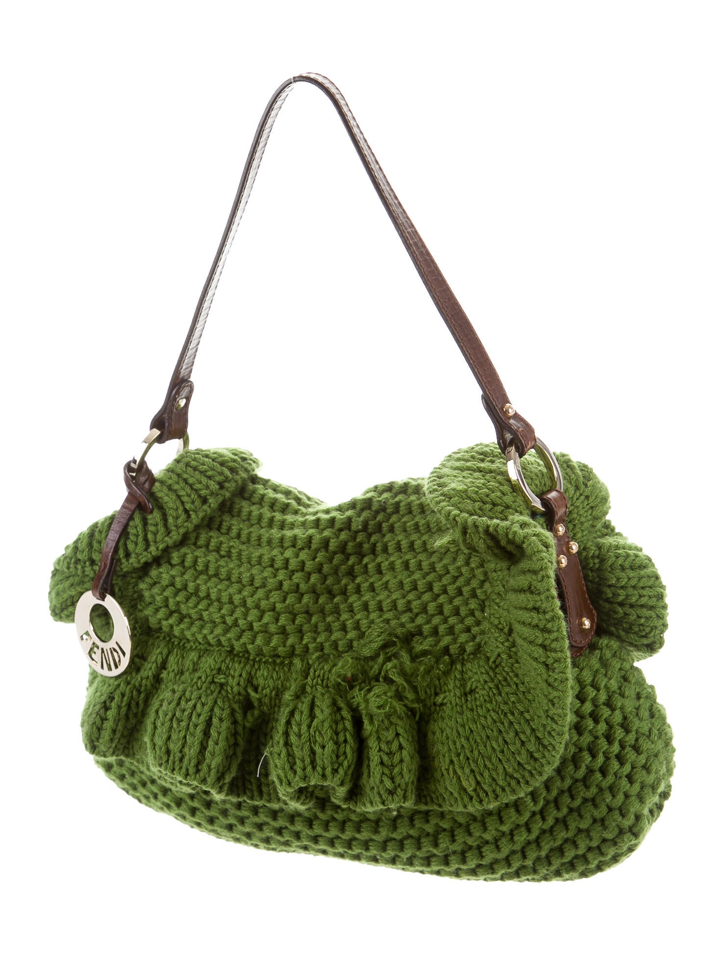 バッグ Fendi Green Knit Ruffle Shoulder Bag FEN38972_3_enlarged.jpg
