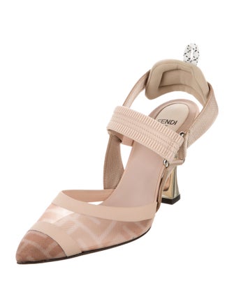Fendi Zucca FF Logo Mesh Slingback Pumps