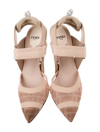 Fendi Zucca FF Logo Mesh Slingback Pumps