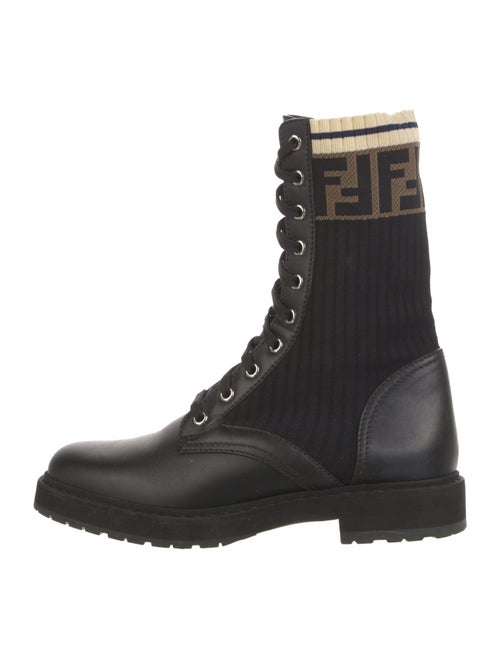 Fendi Zucca FF Logo Leather Combat Boots