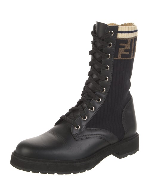 Fendi Zucca FF Logo Leather Combat Boots