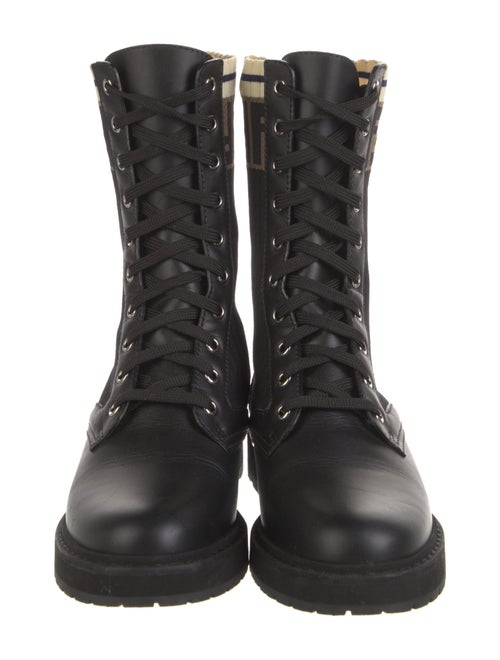 Fendi Zucca FF Logo Leather Combat Boots