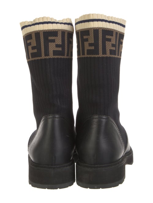 Fendi Zucca FF Logo Leather Combat Boots