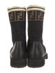 Fendi Zucca FF Logo Leather Combat Boots