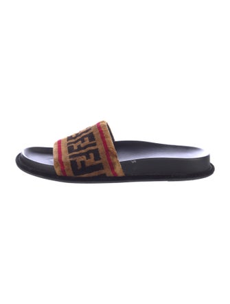 Fendi Zucca FF Logo Velvet Slides