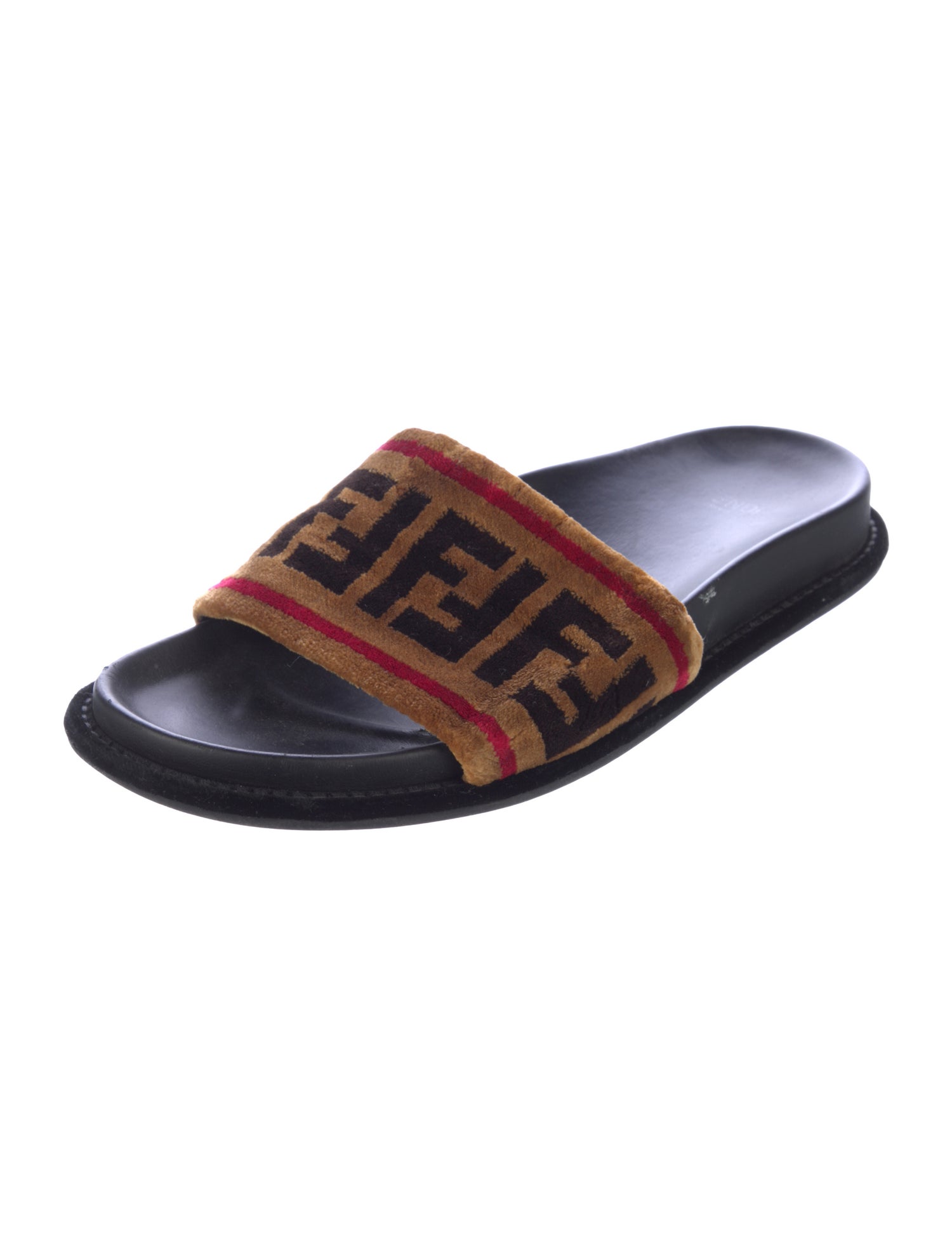Fendi Zucca FF Logo Velvet Slides