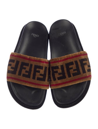 Fendi Zucca FF Logo Velvet Slides