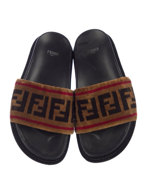 Fendi Zucca FF Logo Velvet Slides