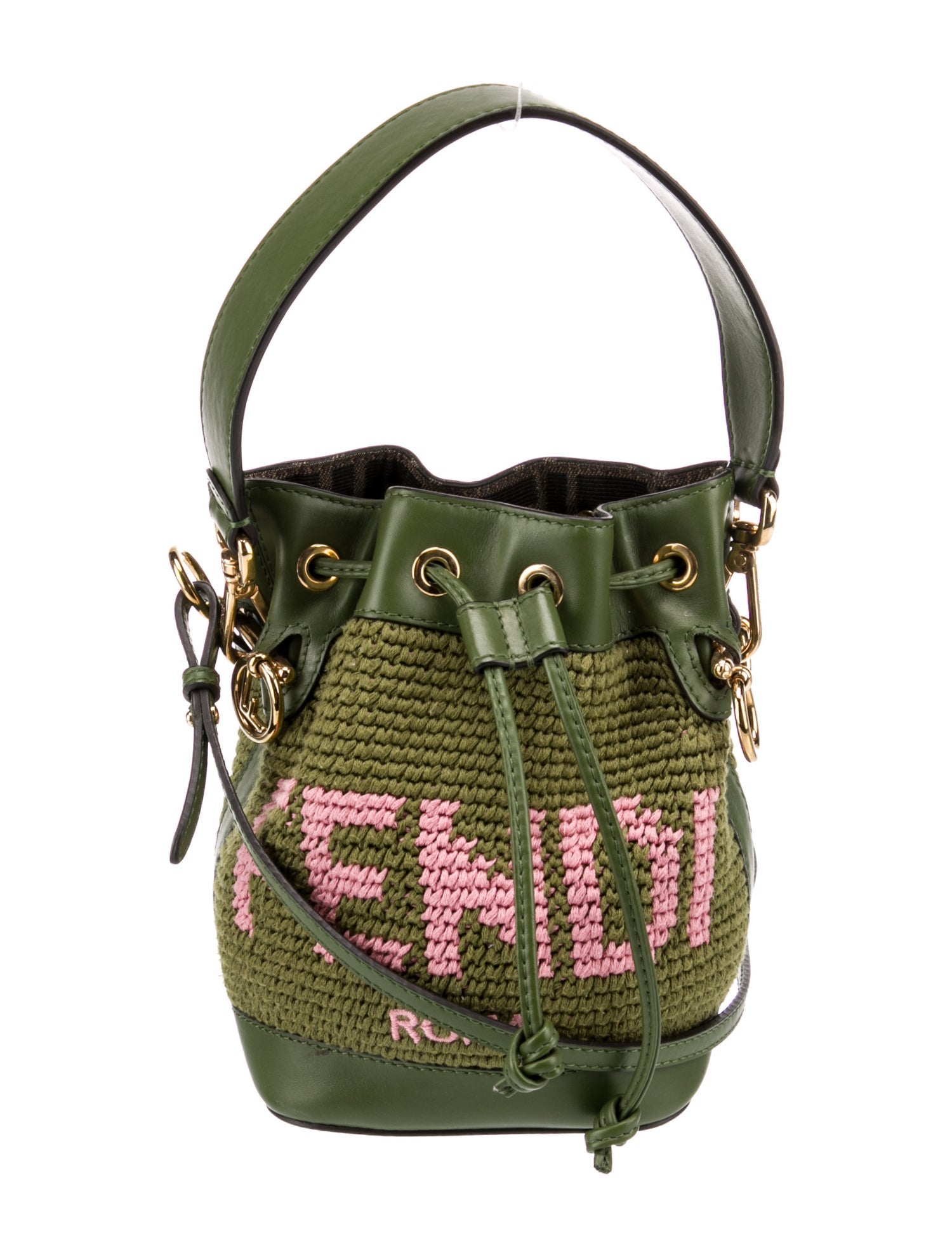 ショルダーバッグ・ポシェット Fendi Embroidered Canvas Mon Tresor Bucket Bag Fendi Mon Tresor Multicolor canvas mini-bag with FF