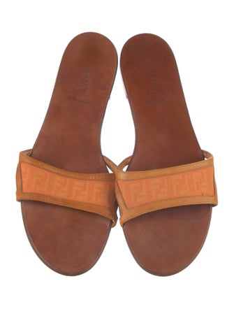 Fendi Canvas Embroidered Accent Slides