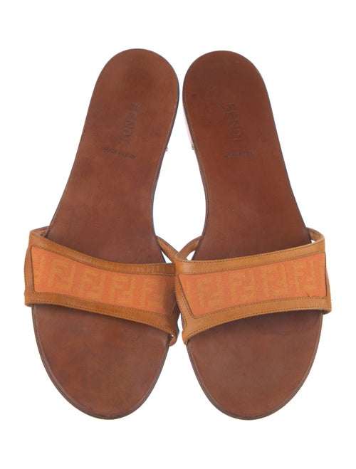 Fendi Canvas Embroidered Accent Slides