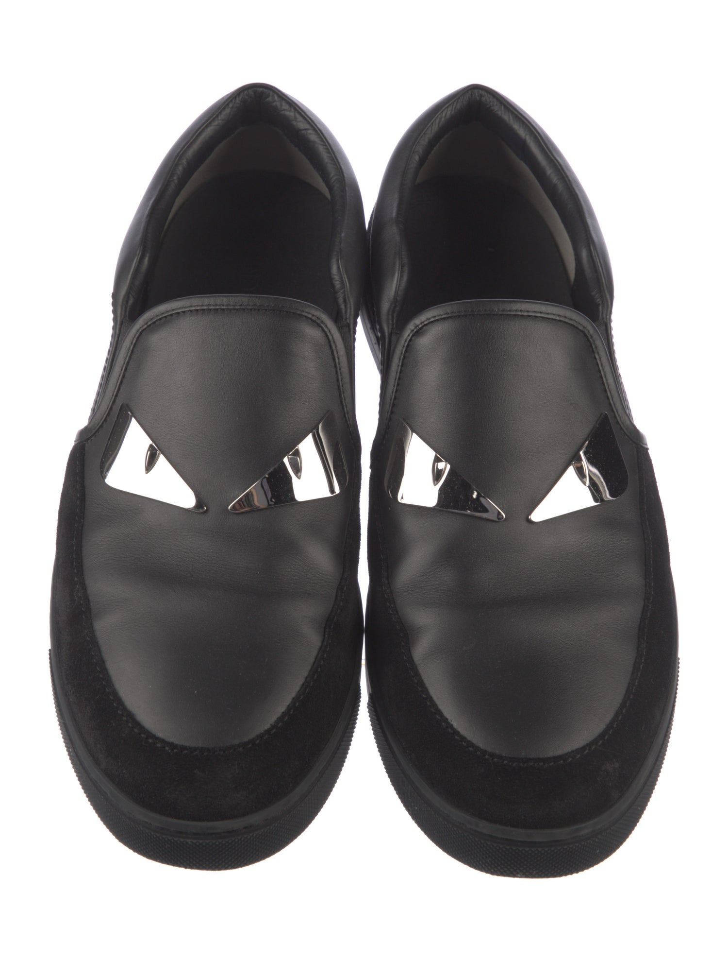 Fendi Monsters Motif Leather Loafers