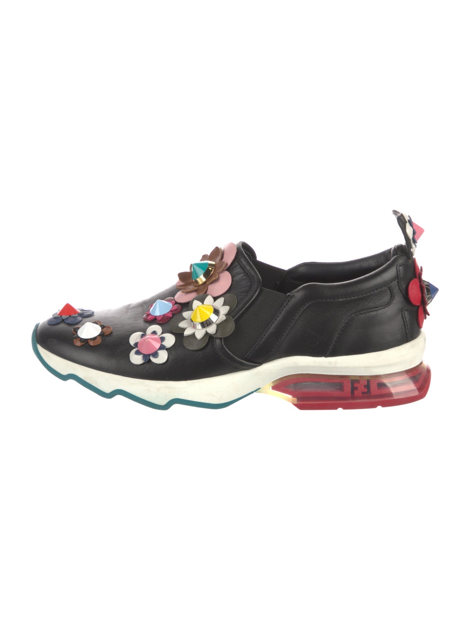 Fendi Leather Floral Print Sneakers