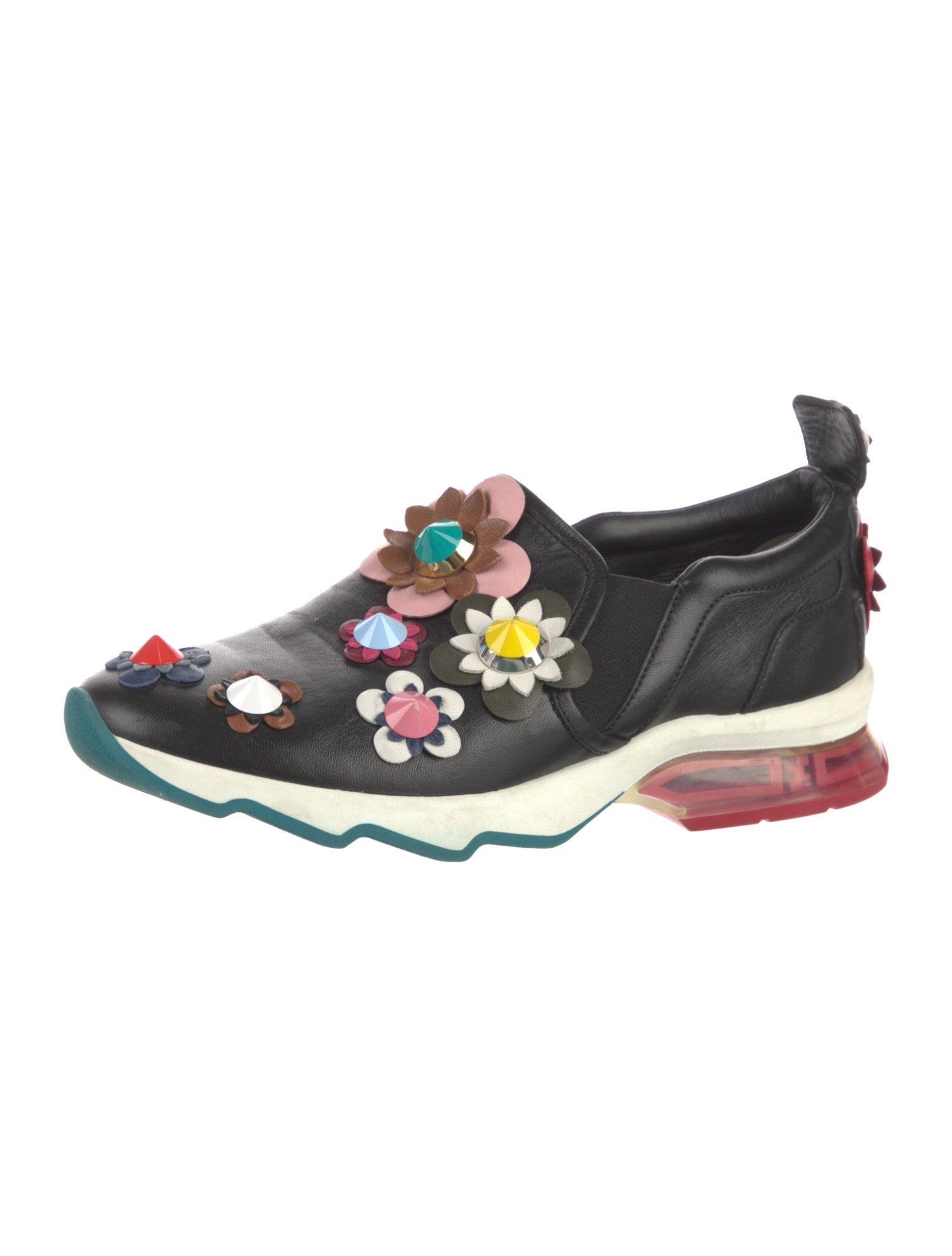 Fendi Leather Floral Print Sneakers