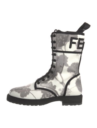 Fendi Zucca FF Logo Canvas Combat Boots